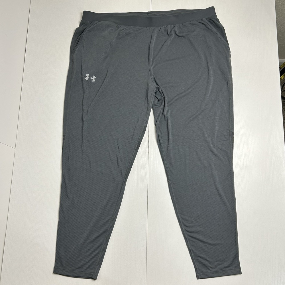Under Armour Athletic Running Pants Mens 3XL Gray Heat Gear Fitted Lightweight